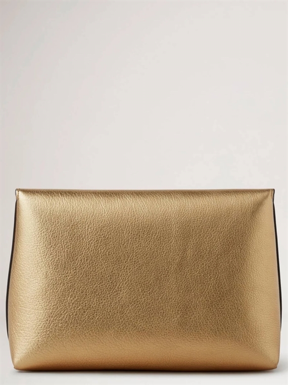 Mulberry Darley Cosmetic Pouch Soft Gold Washed Metallic Buffalo 